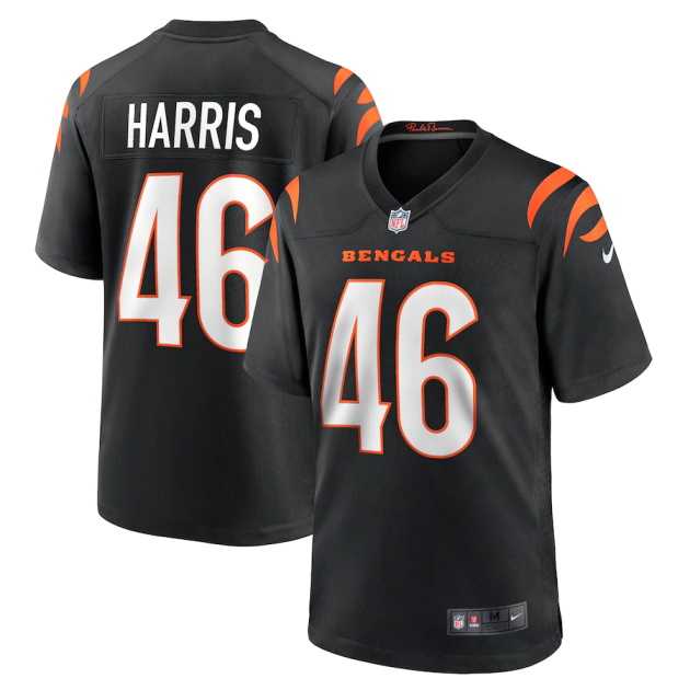 mens nike clark harris black cincinnati bengals game jersey